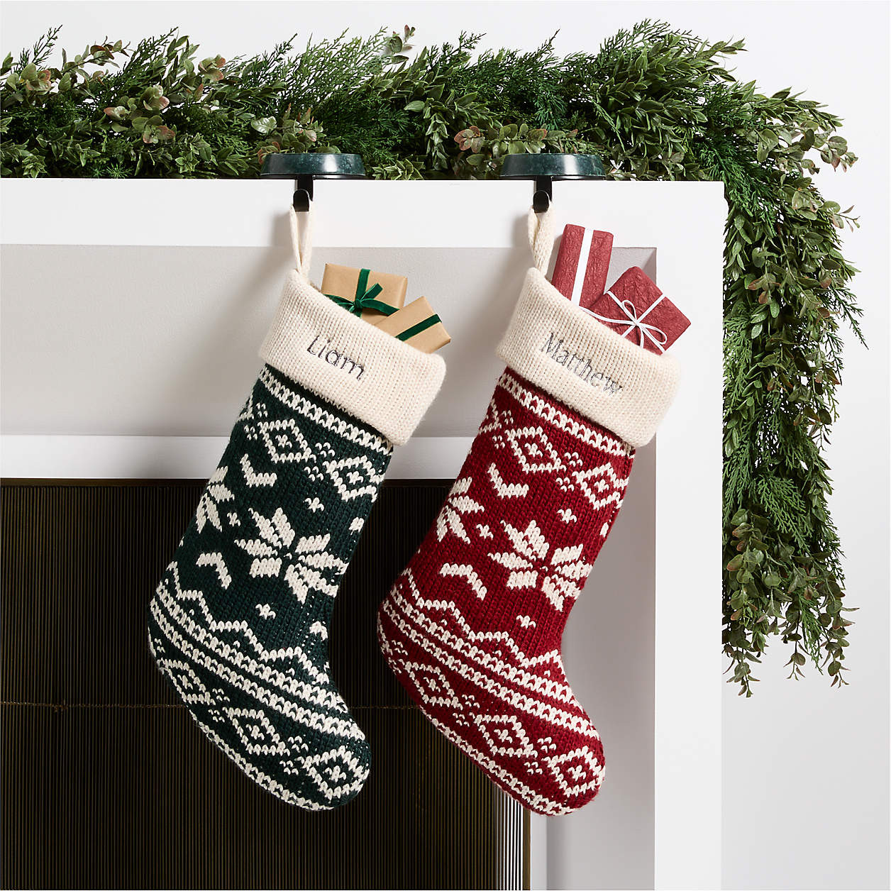 Red Knit Fair Isle Christmas Stocking | Crate & Barrel | Crate & Barrel