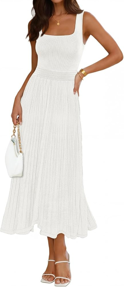 MEROKEETY Women's Summer Midi Dress 2026 Spring Sleeveless Pleated A Line Casual Business Work Co... | Amazon (US)
