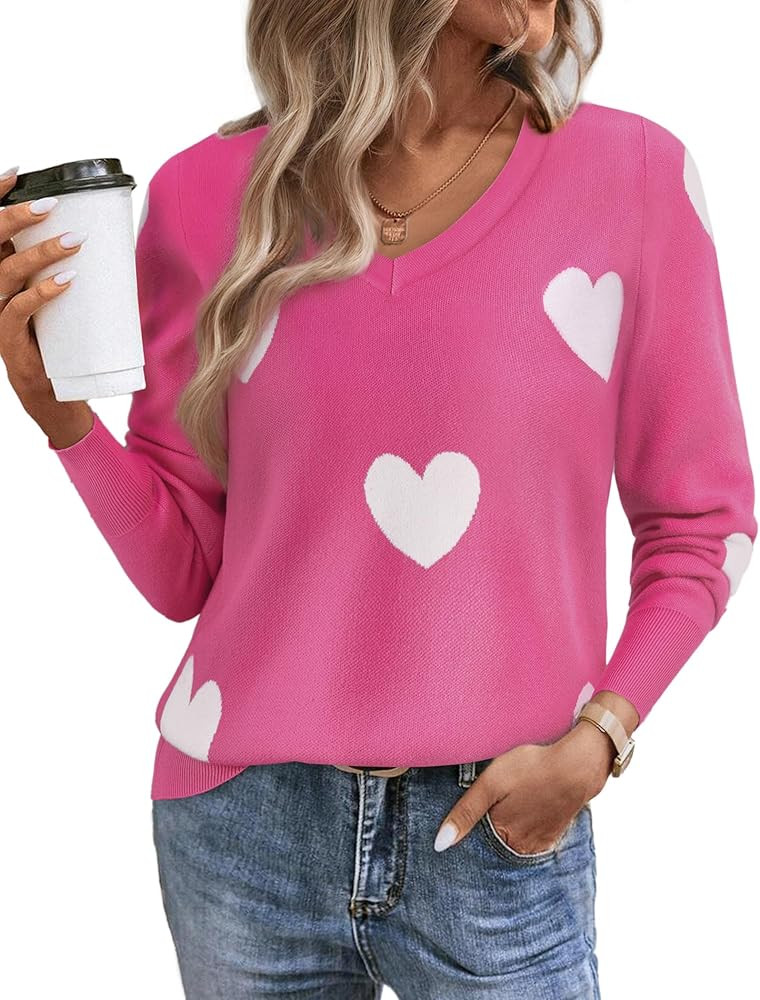 Women's Spring Sweaters 2025 Casual Thin Long Sleeve Pullover V Neck Lightweight Sweatshirts Cute... | Amazon (US)