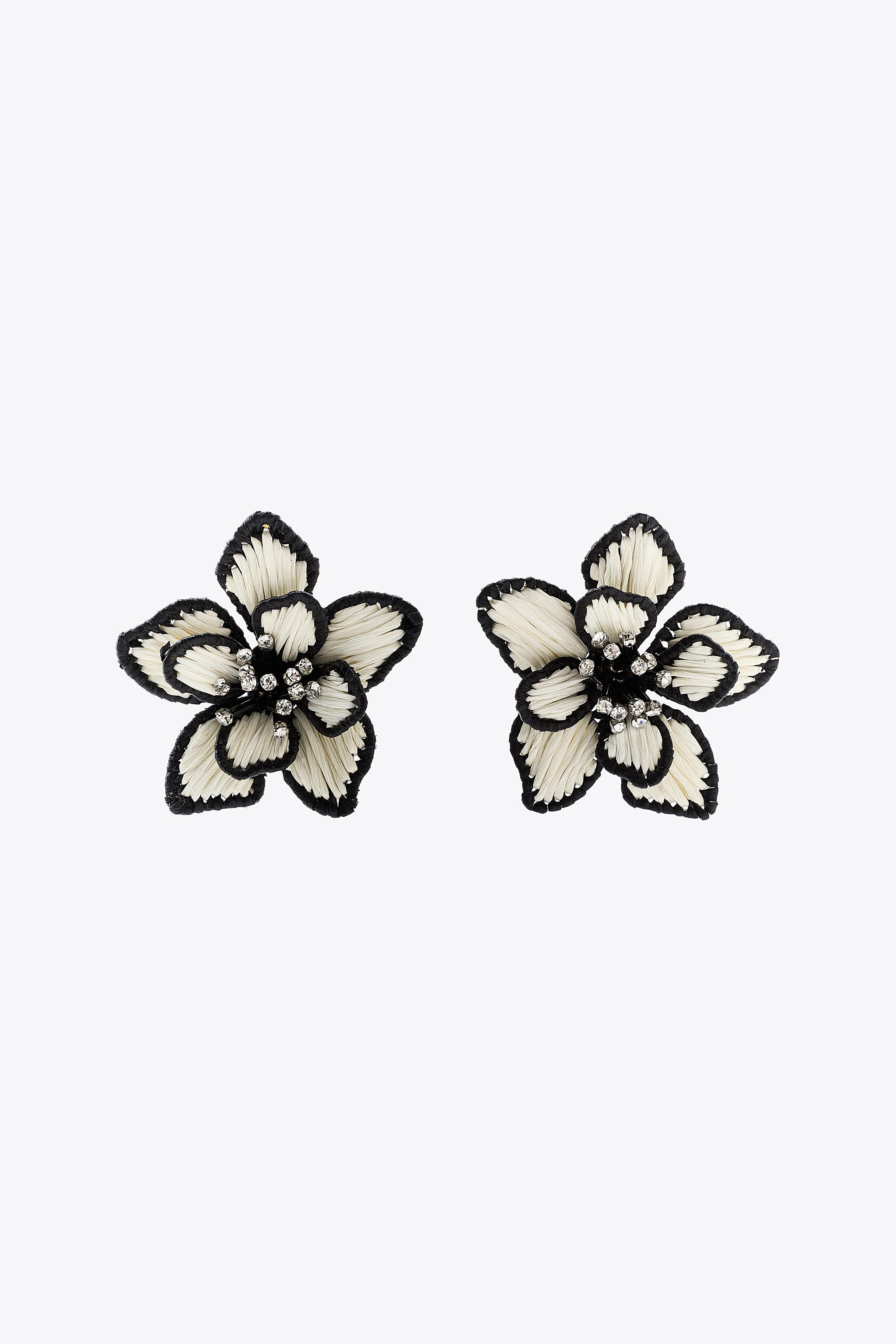 CONTRAST RAFFIA FLOWER EARRINGS | Zara Canada