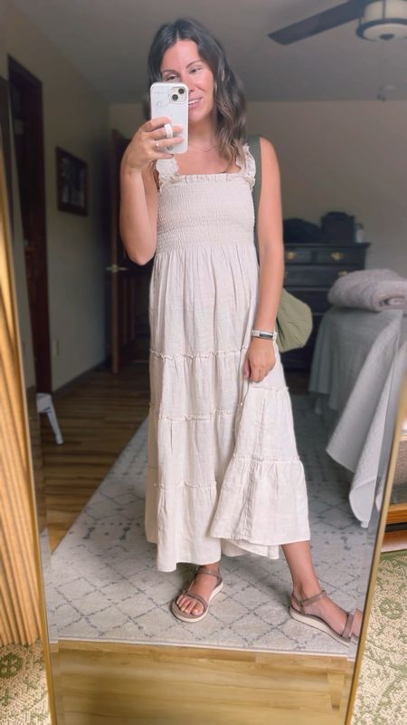 Wearing a size xs in sand in this linen dress. I linked my sandals (brown leather—acorn) and linked the other colors and some other teva sandal styles!  

#LTKFindsUnder100 #LTKStyleTip #LTKFindsUnder50
