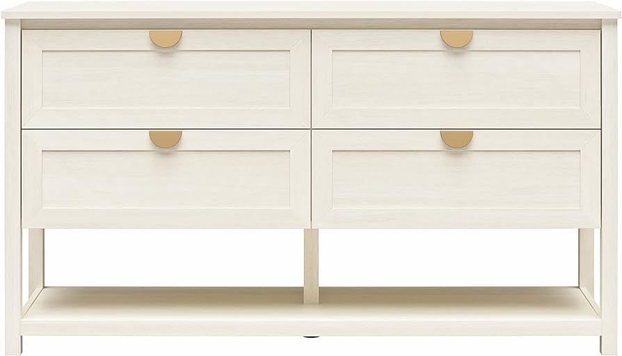 Mr. Kate Primrose Wide 4 Drawer Dresser with Shelf, Ivory Oak | Amazon (US)