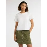 Free Assembly Women's and Women's Plus Cotton Cropped Boxy Tee with Short Sleeves, Sizes XS-4X | Walmart (US)