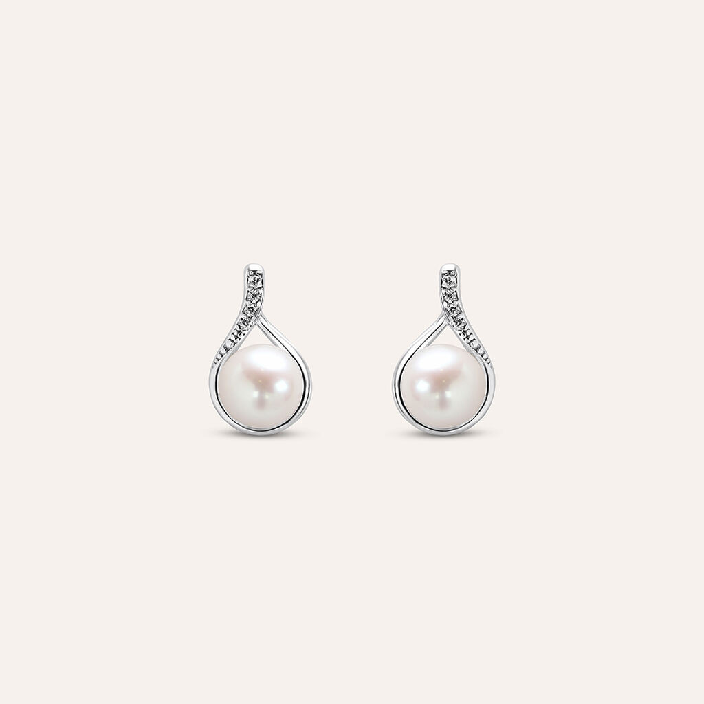 Orecchini Lobo Gabrielle Oro Bianco Perla D'Acqua Dolce Cubic Zirconia | Stroili IT