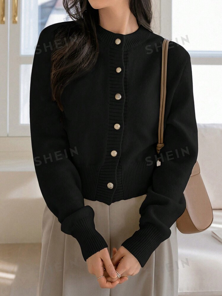 Dazy-Less Solid Button Front Cardigan | SHEIN