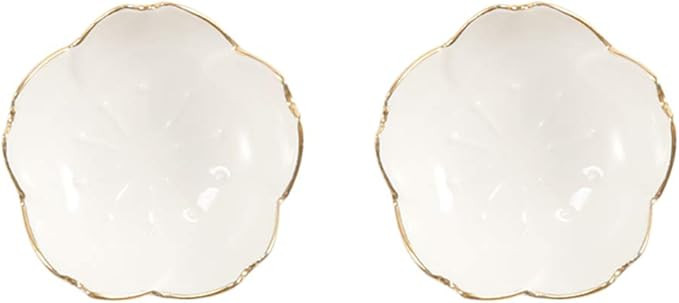 Cabilock 2PCS Ceramic Flower Shape Sauce Dish Mini Seasoning Dish Condiment Dishes Sushi Soy Dipp... | Amazon (US)