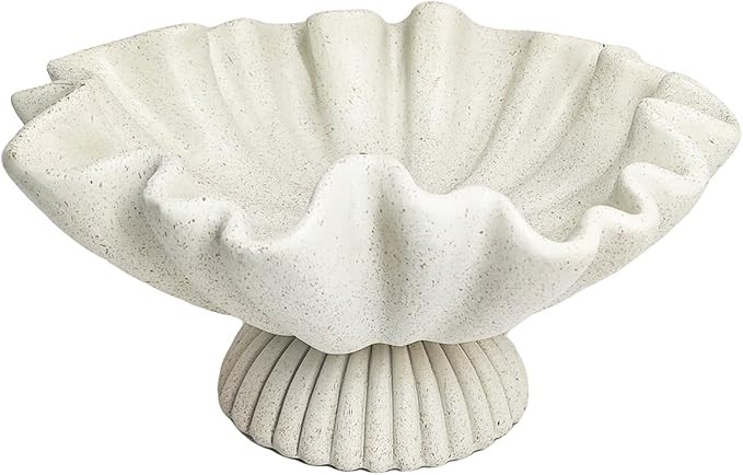 Scalloped Ruffle Decorative Bowl for Home Decor - Large Resin Pedestal Bowl - 10" Key and Purse B... | Amazon (US)