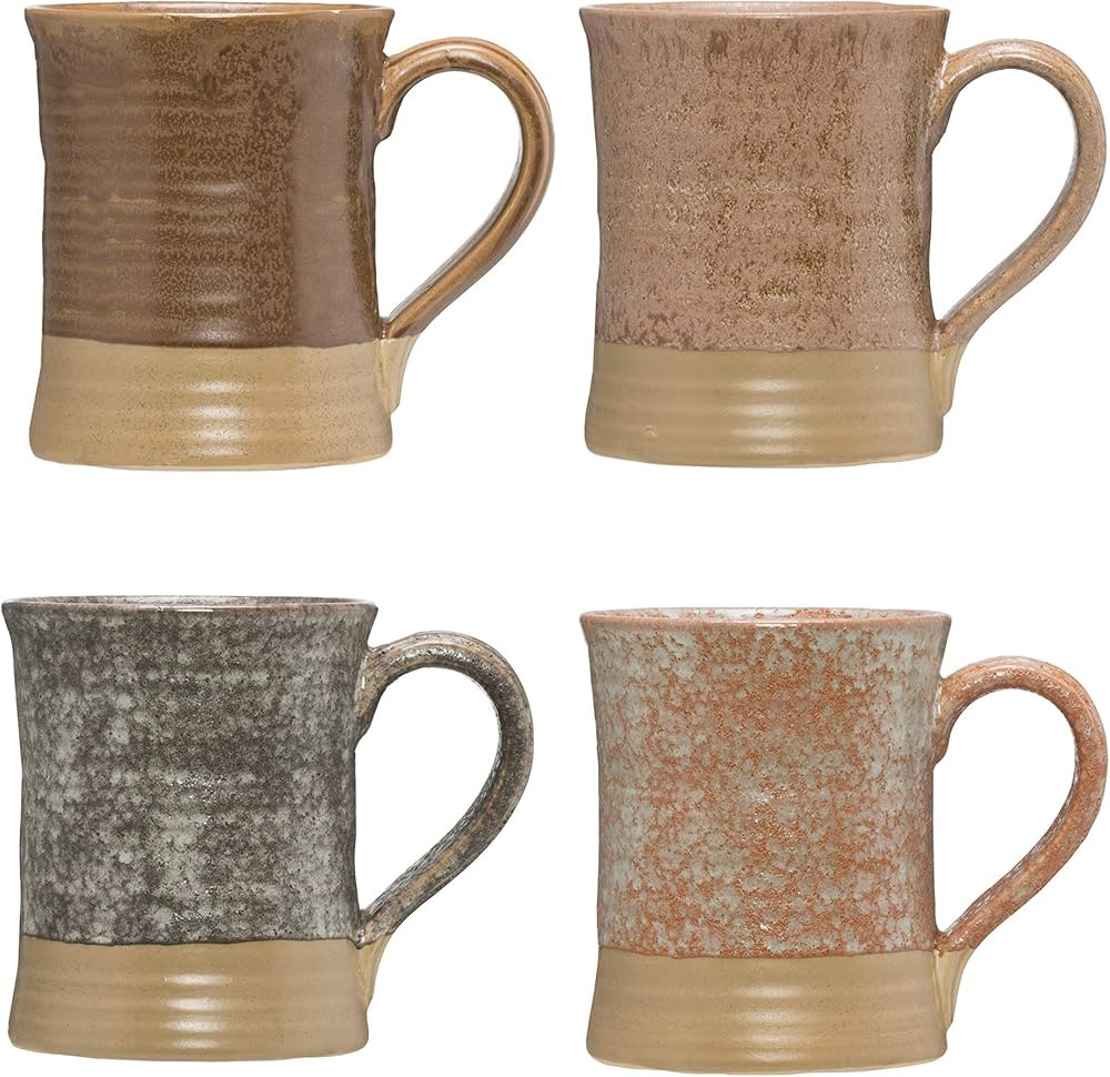 Creative Co-Op Stoneware Mug with Reactive Glaze Finish (Set of 4 Colors/Each one Will Vary) Mugs... | Amazon (US)