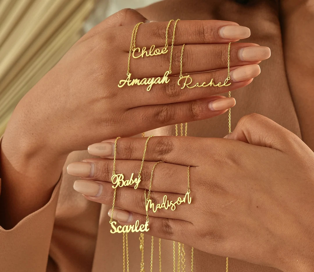 14K Gold Custom Name Necklace, Personalized Name Necklace, Gold Personalized Jewelry, Birthday Gi... | Etsy (US)