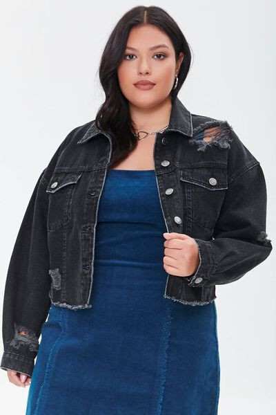 Plus Size Distressed Denim Jacket | Forever 21