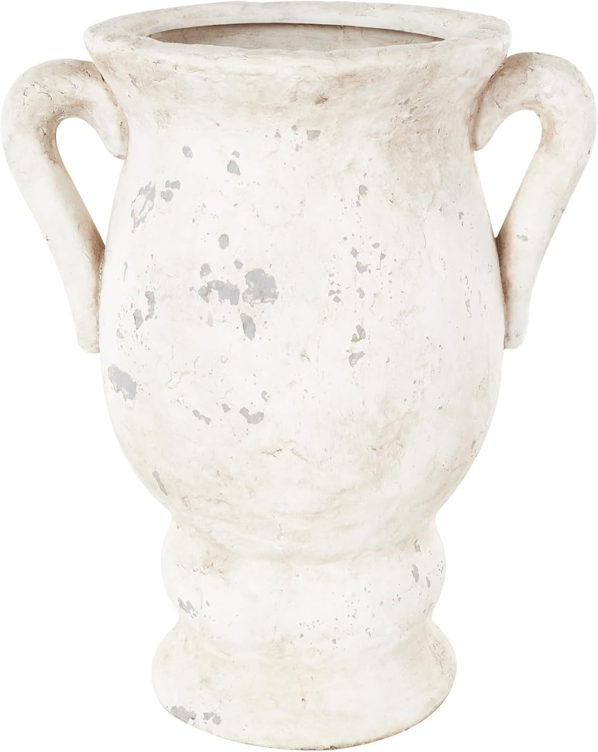 Deco 79 Ceramic Decorative Vase Antique Style Distressed Centerpiece Vase with Handles, Flower Vase for Home Decoration 14" x 11" x 18", Cream | Amazon (US)