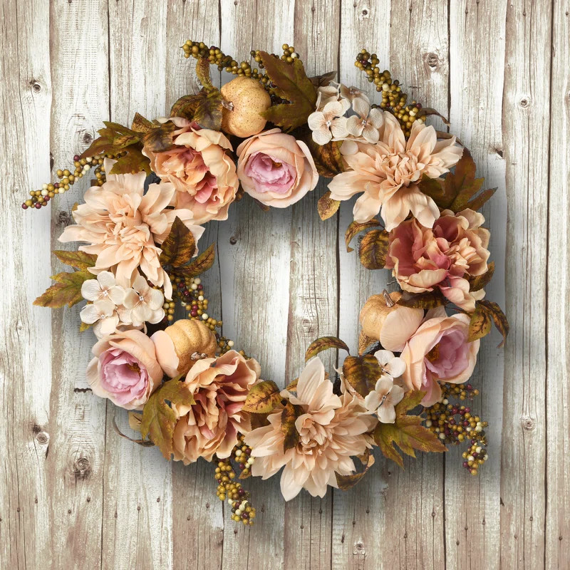 Autumn Harvest Flowers 24" Polyester Wreath | Wayfair Professional