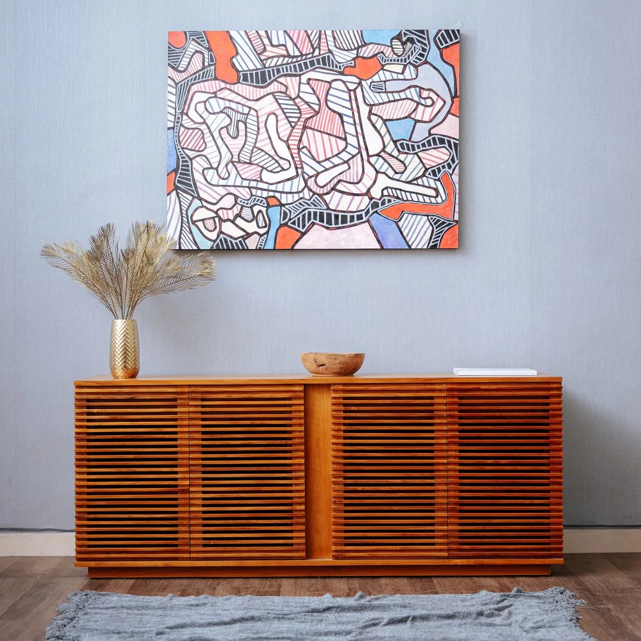 Jensen Slatted Teak Sideboard - Long | France and Son