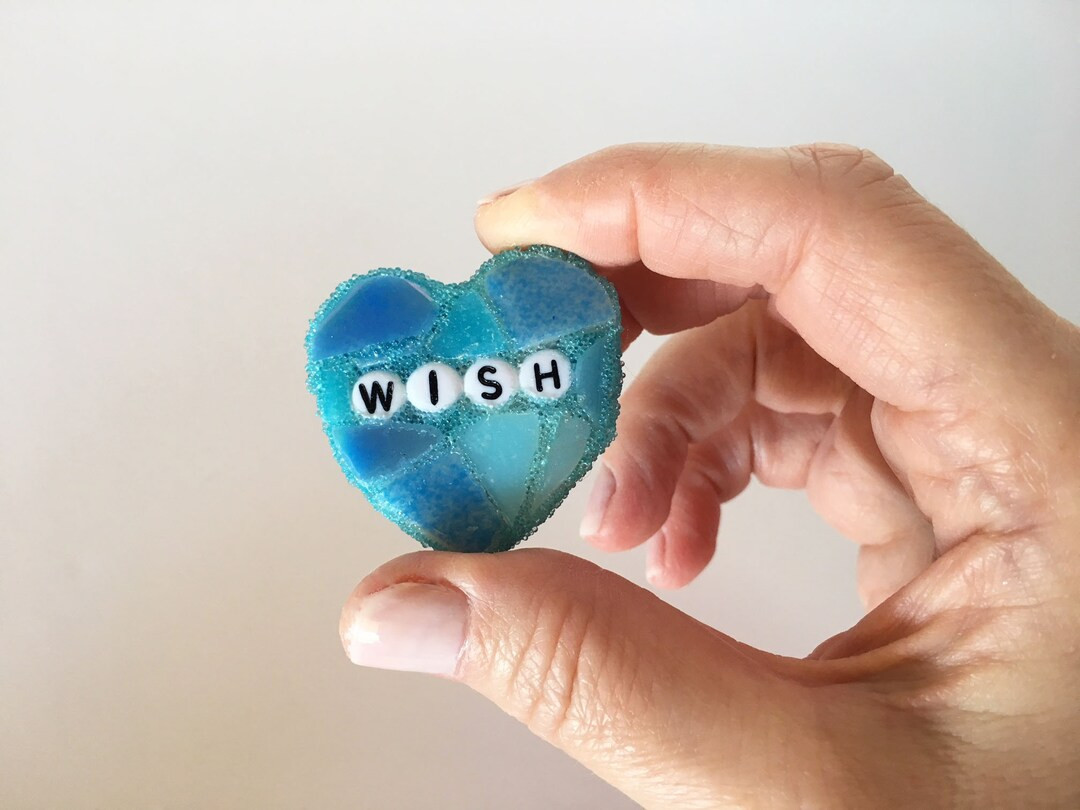 Small Blue Conversation Heart Wish Love Glass Tile Stained Valentines Day Galentines Mosaic Heart... | Etsy (US)