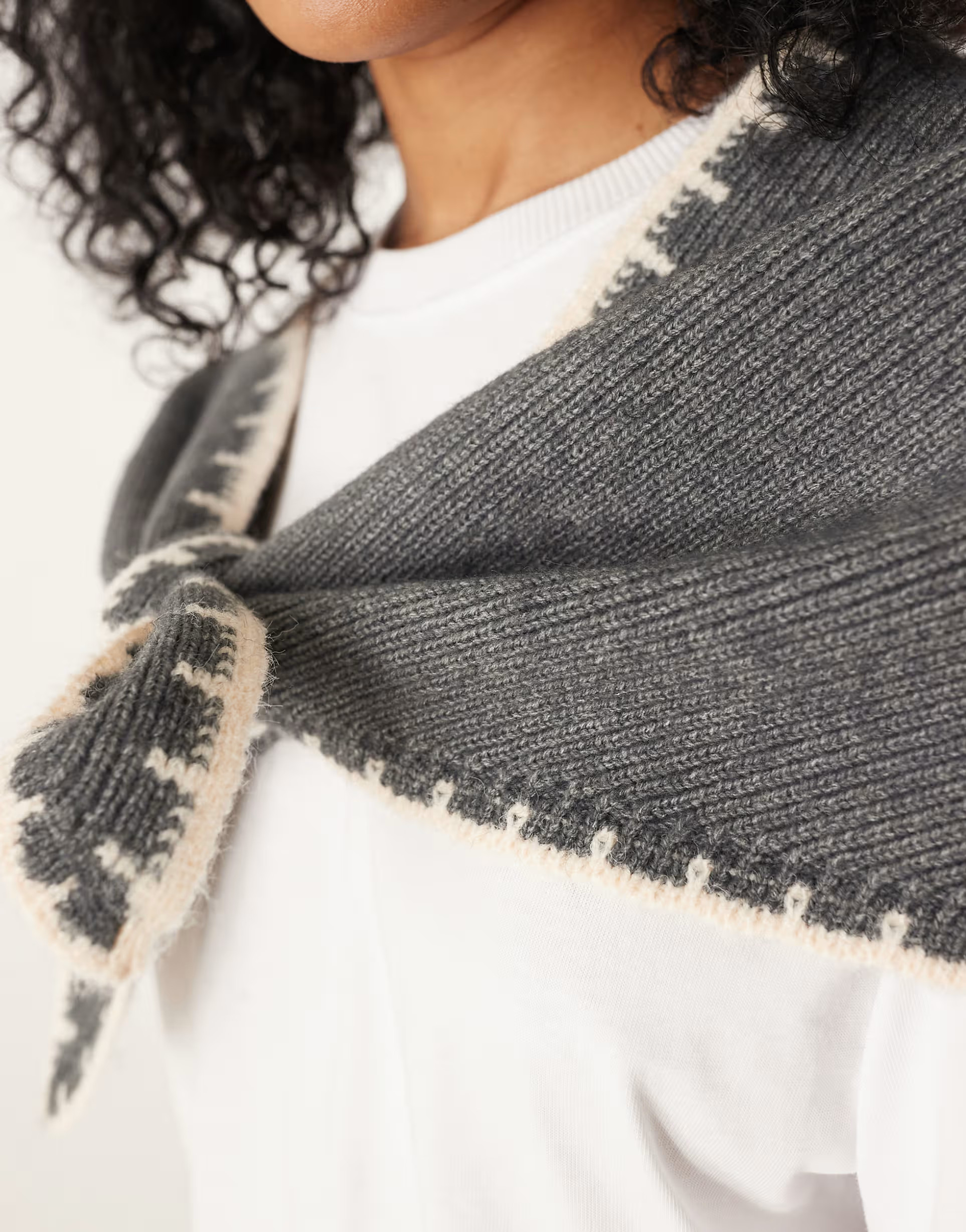 ASOS DESIGN knit triangle scarf in stab stitch in gray | ASOS | ASOS (Global)