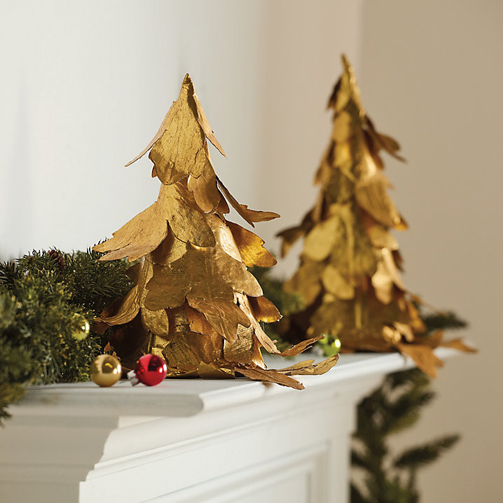 Gold Leaf Holiday Tree & Handmade Festive Decor with Wired Leaves | Ballard Designs, Inc.