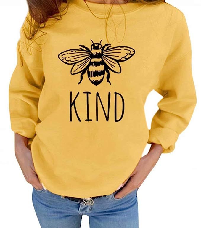 Be Kind Sweatshirt Women Cute Bee Graphic Tees Funny Blessed Shirt Inspirational T Shirts Long Sl... | Amazon (US)