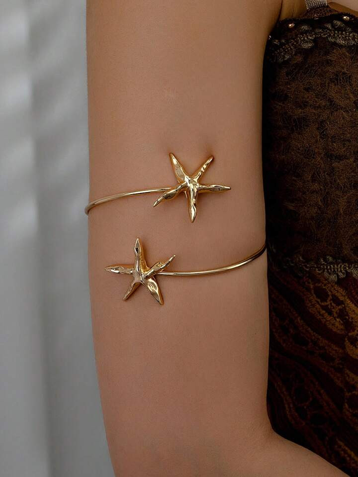 1 Pc Golden Color Cute Starfish Arm Cuff Armband Beach Body Jewelry | SHEIN
