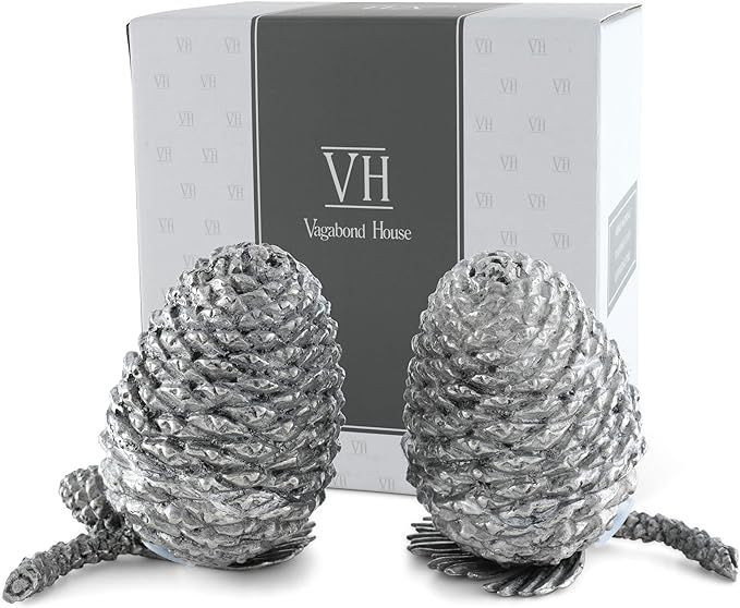 Vagabond House Pewter Metal Black Forest / Nature Pine Cones Salt and Pepper Shaker Shakers Set 3... | Amazon (US)