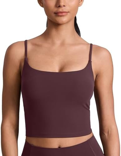CRZ YOGA Butterlift Scoop Neck Crop Tank Tops for Women - Longline U Back Adjustable Straps Worko... | Amazon (US)