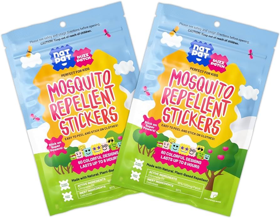 BuzzPatch Mosquito Patch Stickers for Kids (60 Pack) - All Natural, Plant Based Ingredients, Non-... | Amazon (US)