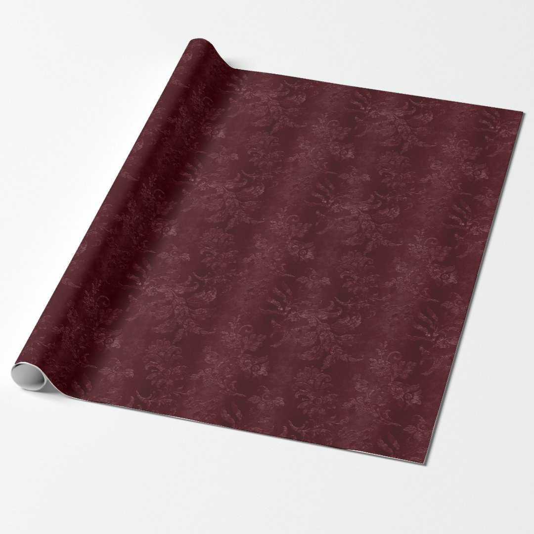 Deep Red Burgundy Floral Wrapping Paper | Zazzle | Zazzle