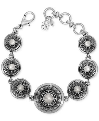 Lucky Brand Silver-Tone Imitation Pearl Star Disc Link Bracelet & Reviews - Bracelets - Jewelry &... | Macys (US)