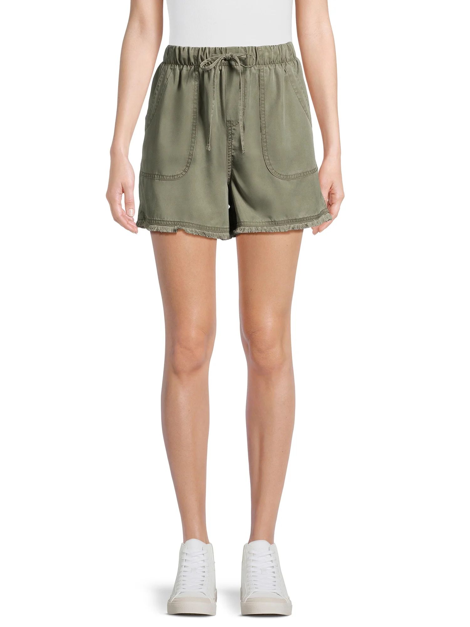 Time and Tru Women's Fray Hem Shorts, 5" Inseam, Sizes XS-XXXL | Walmart (US)