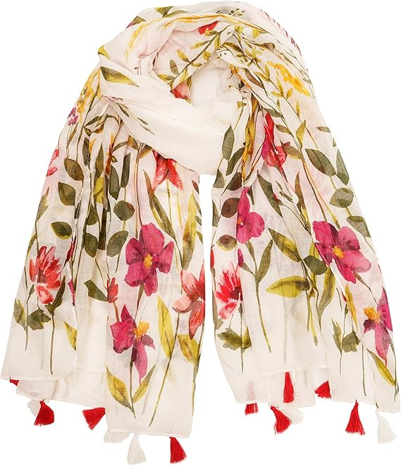 YOUR SMILE Large Boho Scarf for Women Lightweight Floral Printed Scarves Fall Winter Fashion Frin... | Amazon (US)