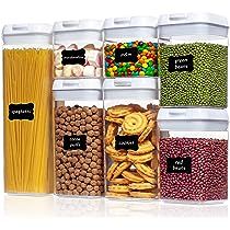 Airtight Food Storage Containers,Vtopmart 7 Pieces BPA Free Plastic Cereal Containers with Easy L... | Amazon (US)