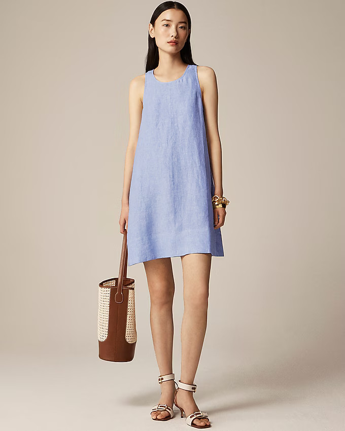 Maxine button-back dress in linen | J. Crew US