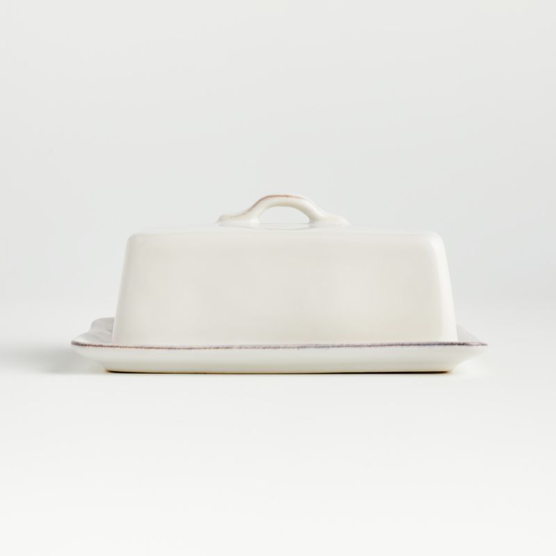 Marin White Covered Butter Dish + Reviews | Crate & Barrel | Crate & Barrel