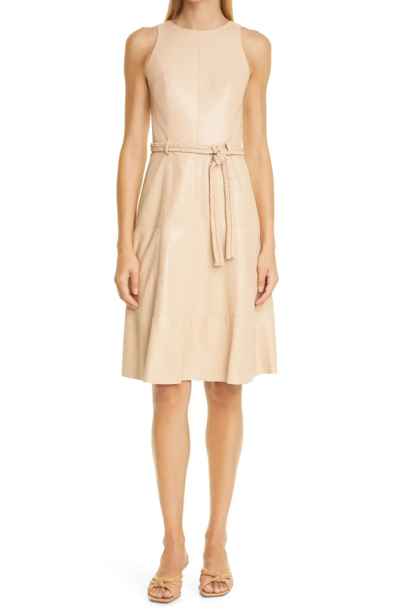 Leandra Faux Leather Belted Dress | Nordstrom