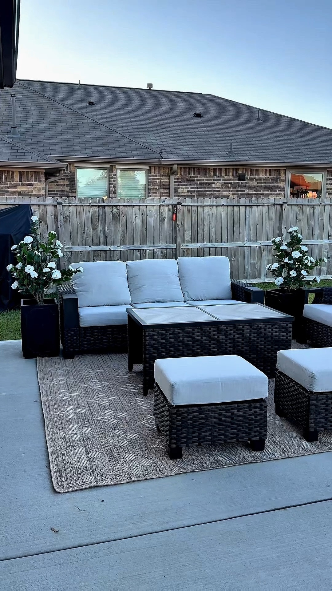 Patio furniture | fake flowers | outdoor flowers | fake roses | patio decor | outdoor furniture 