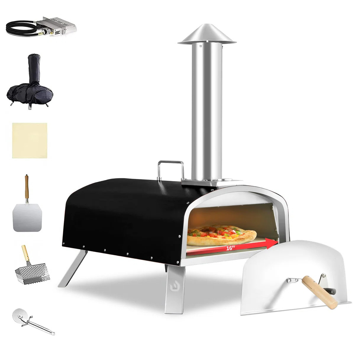 Outdoor Pizza Oven Propane & Wood Fired Stainless Steel Pizza Grill | Wayfair North America