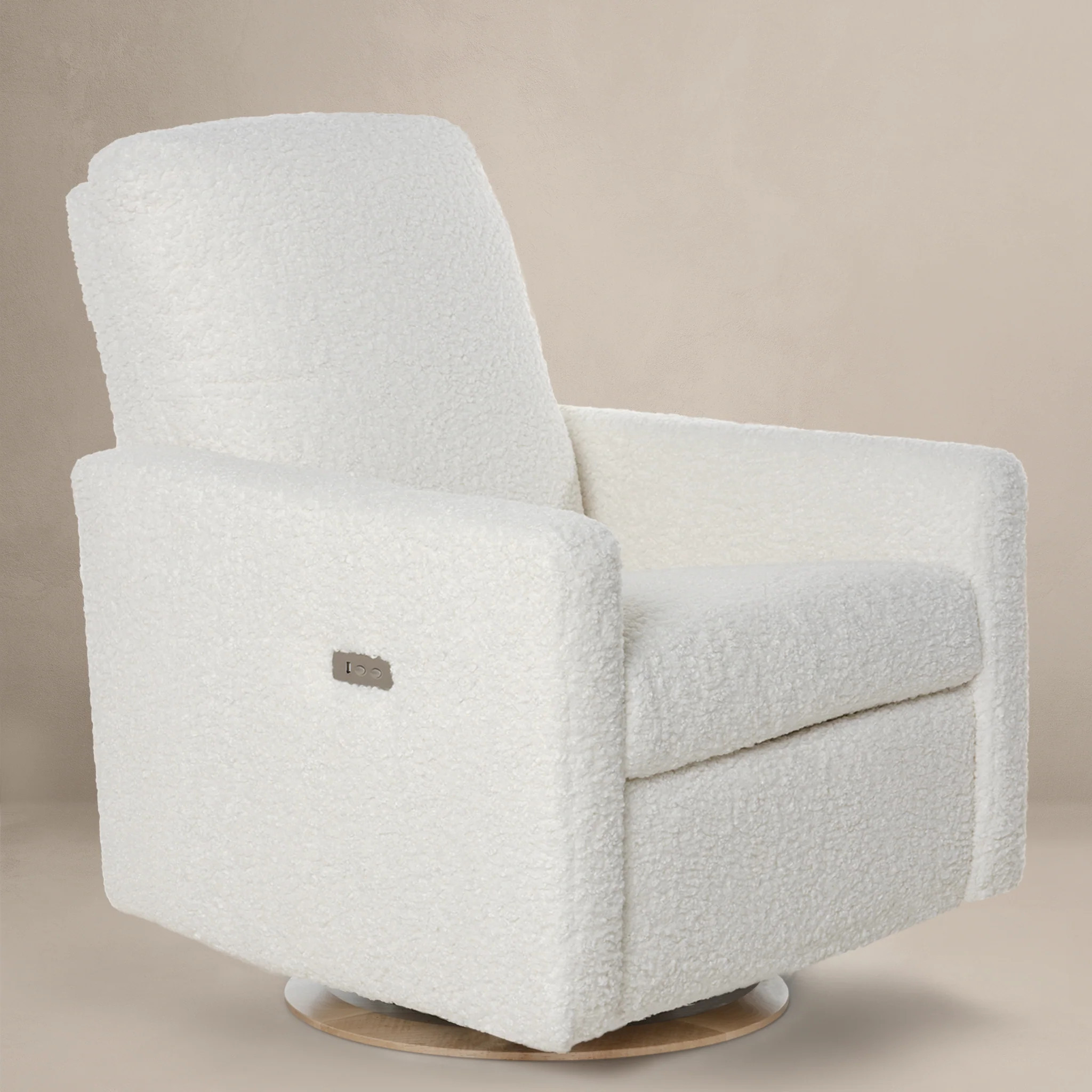 Drew – Gliding Swivel Nursery Recliner - Sheepskin Cloud | Oilo Studio