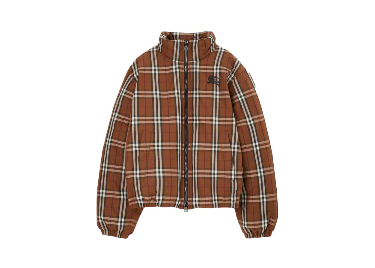 Men's Burberry Check Puffer Jacket in Dark Birch Brown | StockX