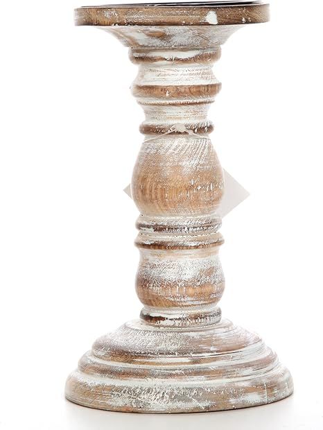 Hosley 8 Inch High Wood Candle Holder for Pillar Wax Candles Flameless Candle. Distress Finish Ca... | Amazon (US)