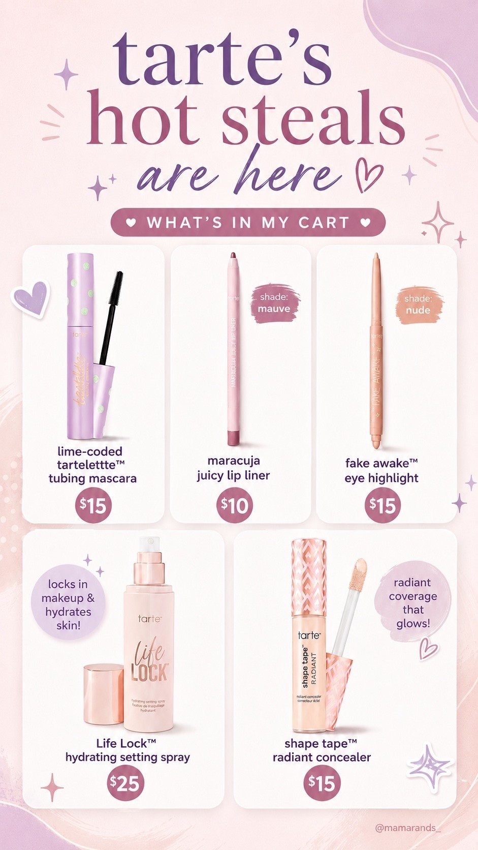 @Tarte hot steals are here and they are living up to their name! Here’s what’s in my cart 💫💄

#LTKBeauty #LTKSaleAlert #LTKgrwm