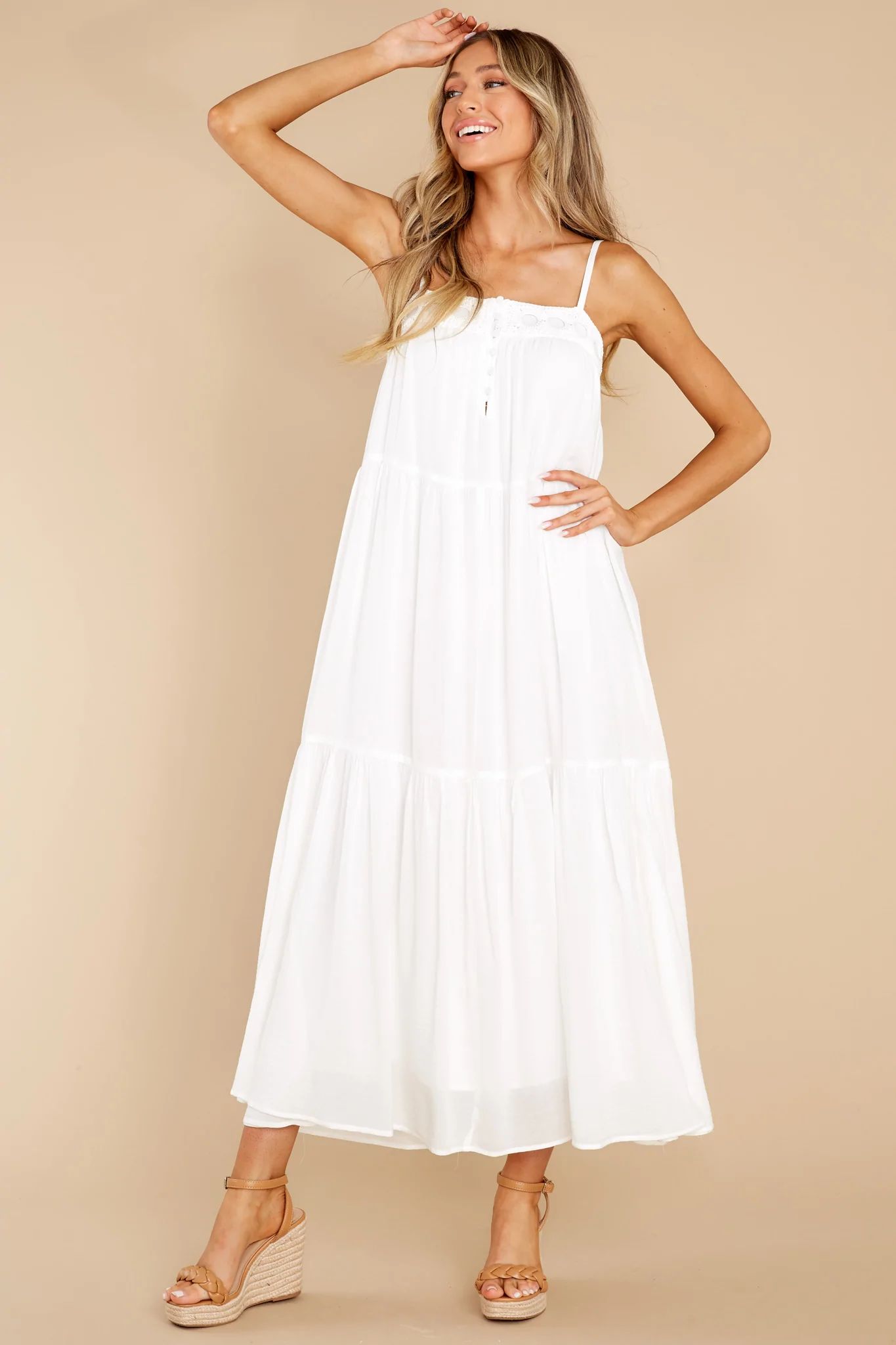 Top Tier White Maxi Dress | Red Dress 