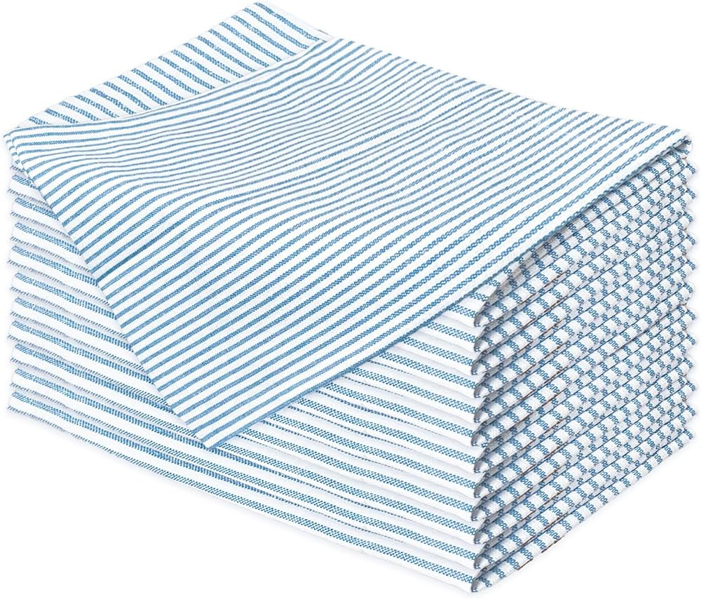 CHARDIN HOME Sky Blue & White Pinstripe Napkin, 18x18 in, Set of 12 Everyday Cloth Napkins, Recyc... | Amazon (US)