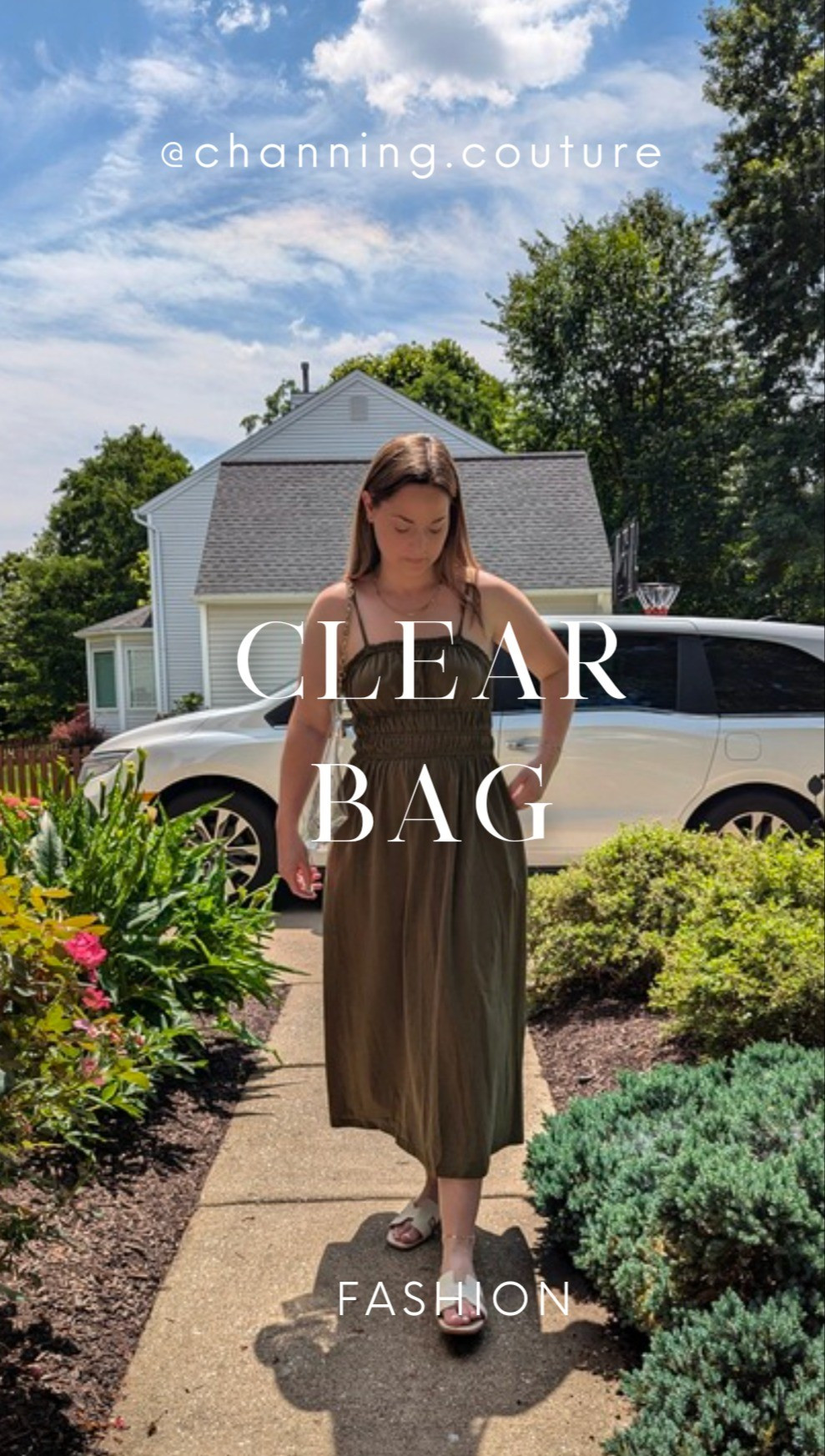 Loving this smocked olive green dress. It's super stretchy, breathable and so comfortable especially paired with my go to summer sandals #greendress #olivedress #hsandals #amazonfinds #amazonfashion 

#LTKMidsize
