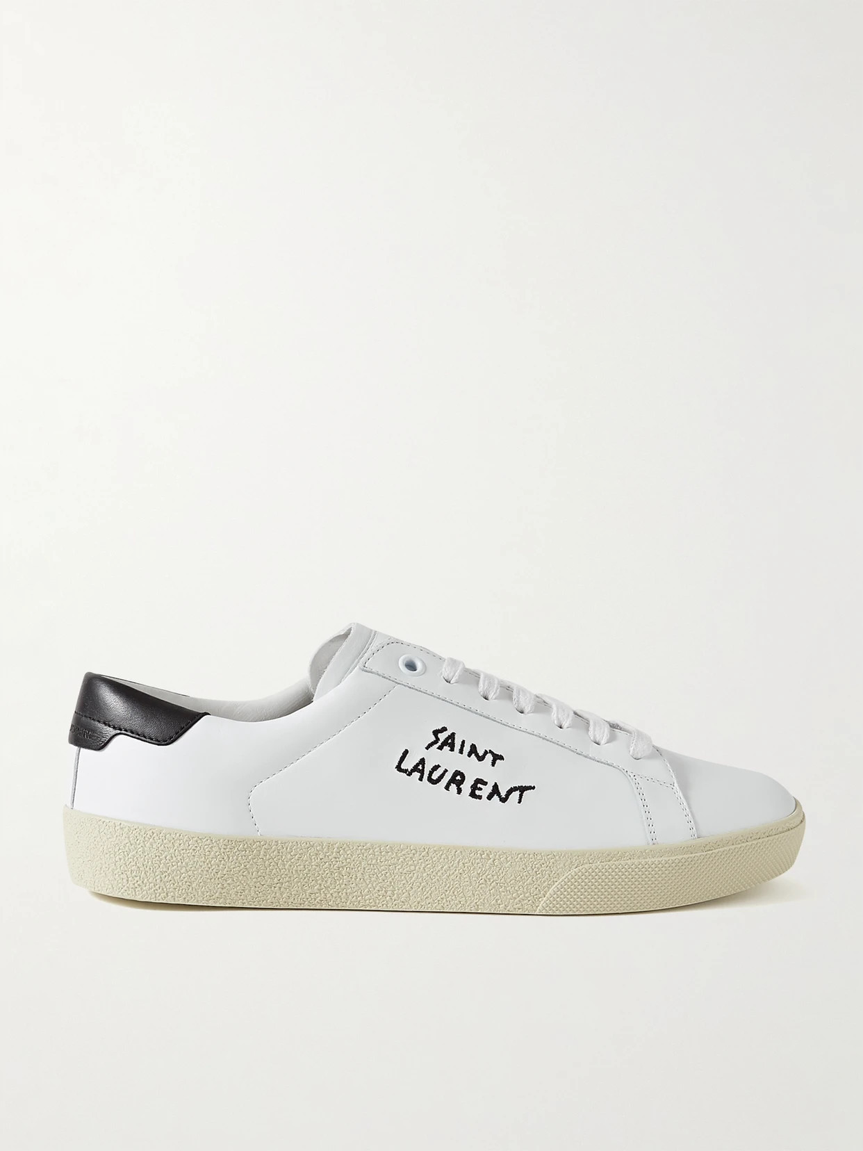 SAINT LAURENT - Court Classic Logo-embroidered Leather Sneakers - White | NET-A-PORTER (US)