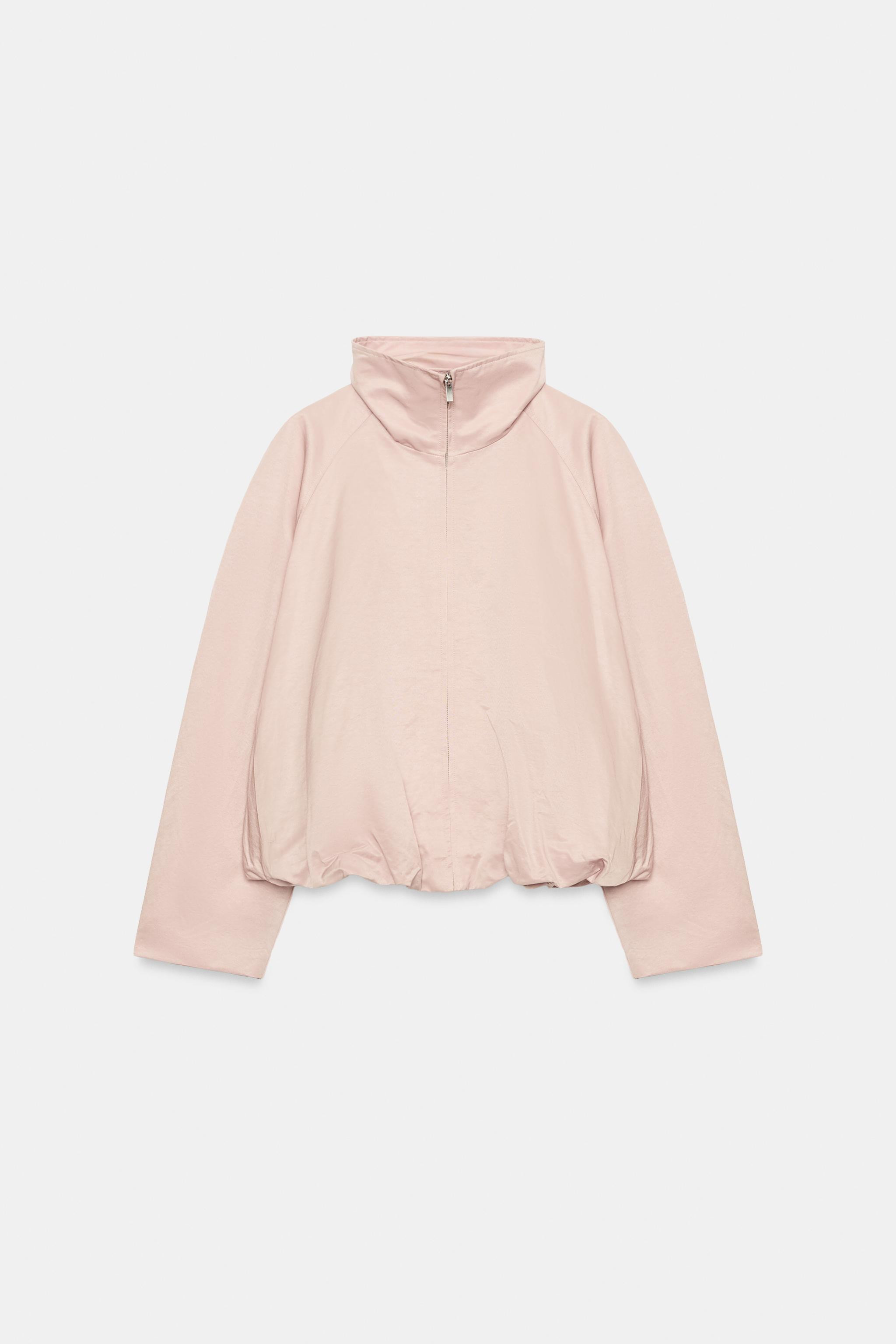 ZARA WOMAN COLLECTION. Jacket crafted with 20% linen blend. Features a high collar, long sleeves,... | Zara US