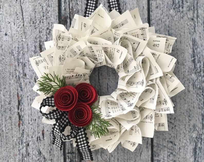 Christmas Wreath Black & White Gingham Ribbon Farmhouse | Etsy | Etsy (US)