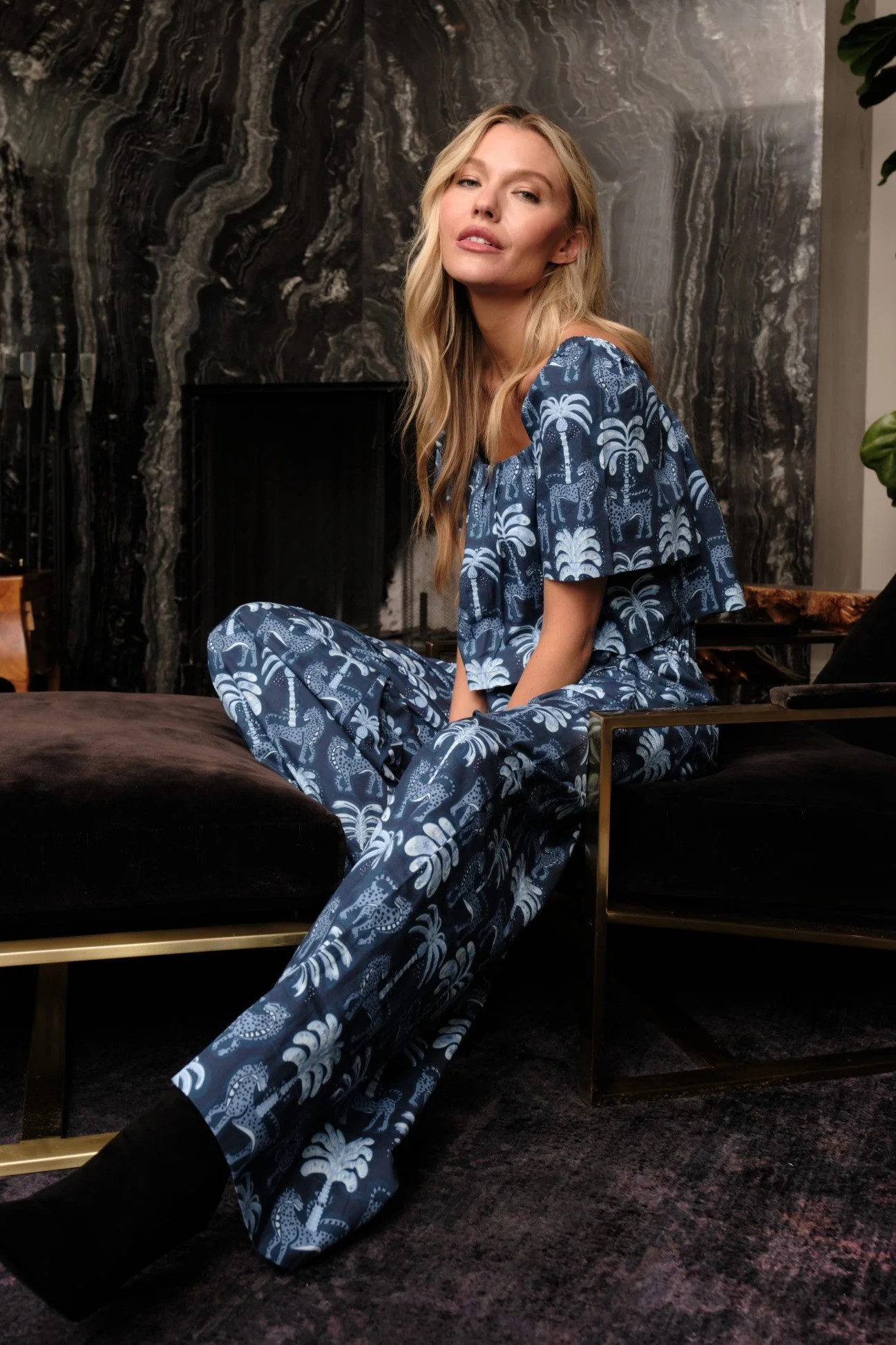 Sheridan French I Fall 2025 I Quinn Blouse in Lapis Rainforest | Sheridan French