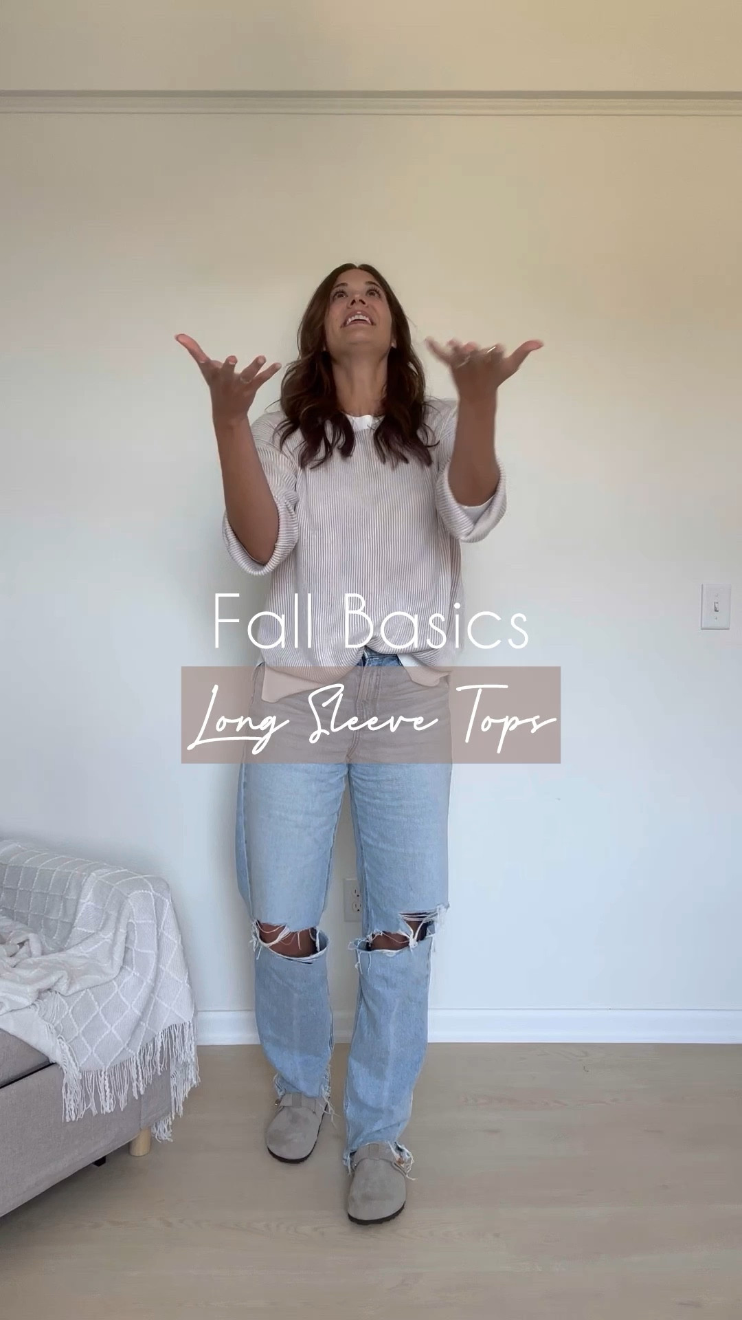  fall tops / v neck plush long sleeve tee / lace sleeve long sleeve tee / black and white striped crewneck sweater / brown plush baseball tee / taupe crenweck long sleeve tee / boston clogs / sneakers / low heel faux suede booties

#LTKxPrimeDay 

#LTKMidsize #LTKSeasonal #LTKVideo