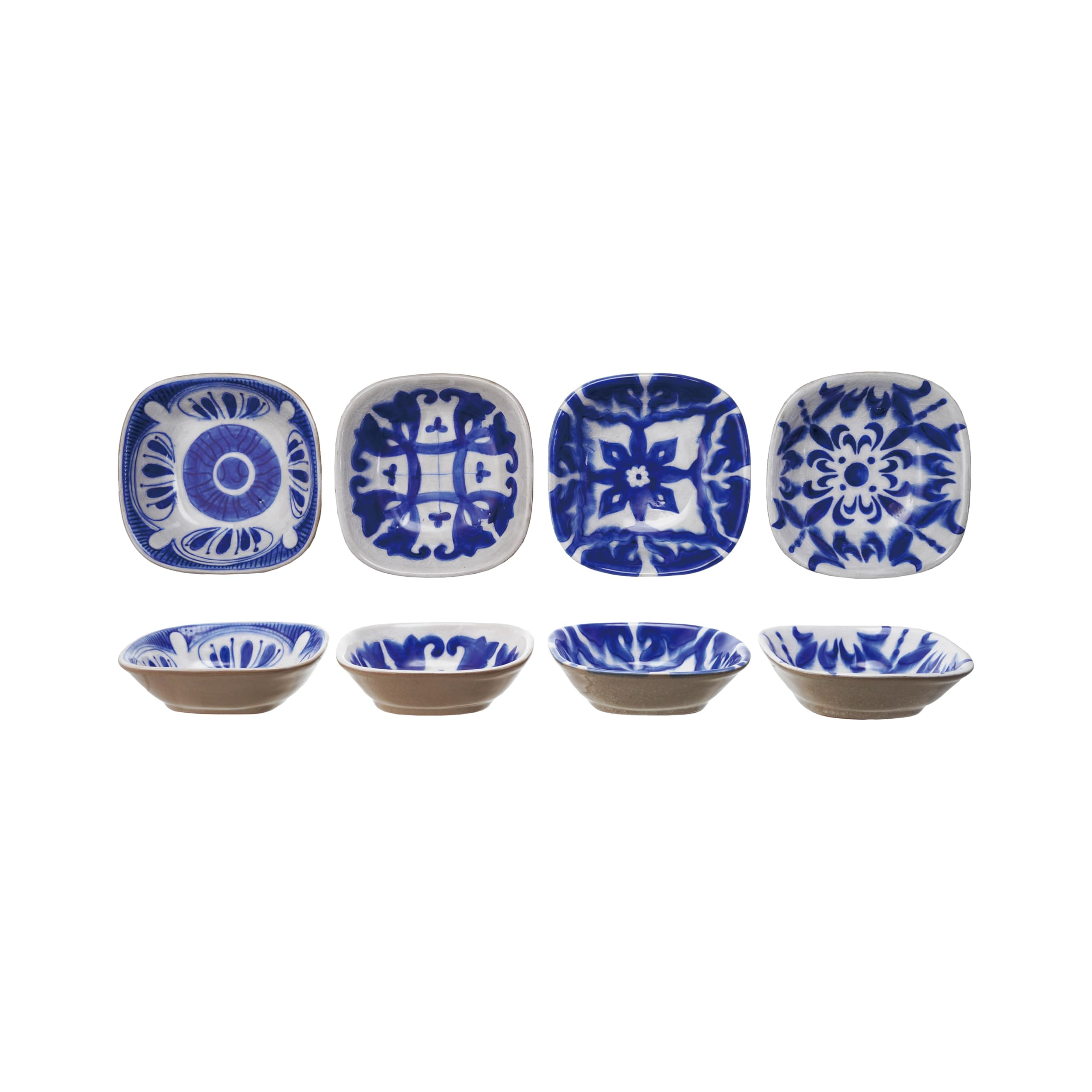 Creative Co-Op 4-Piece Stoneware Bowls, Blue and White | Amazon (US)