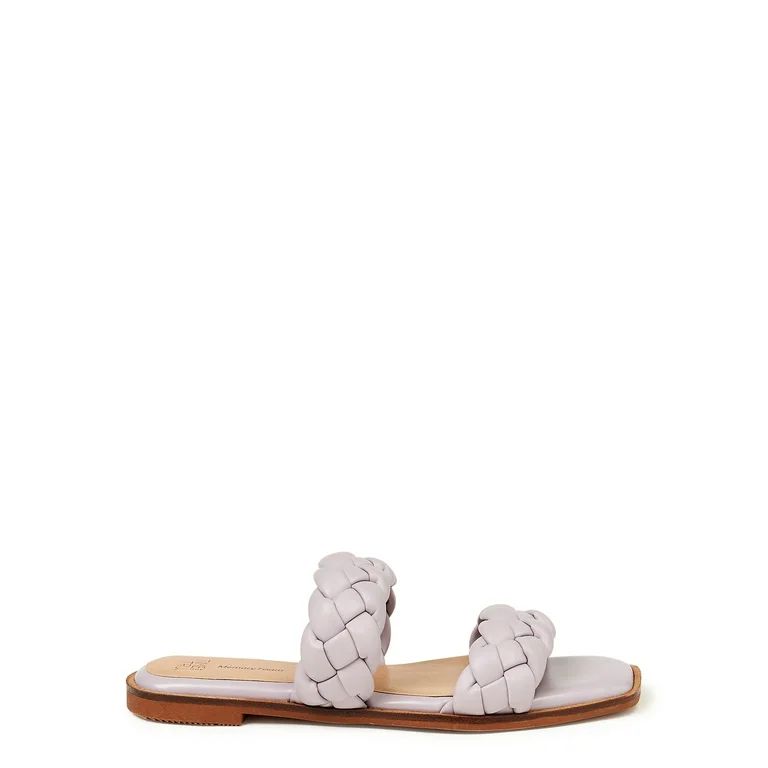 Time and Tru Women's Braided Two Band Sandals - Walmart.com | Walmart (US)