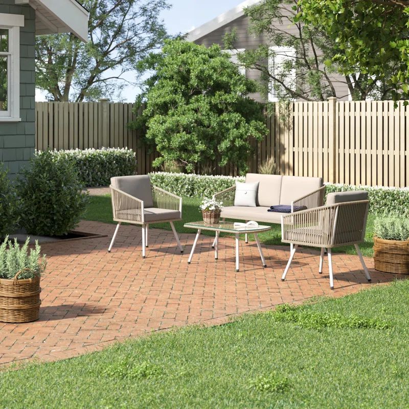 Hansley 4 - Person Outdoor Seating Group with Cushions | Wayfair North America